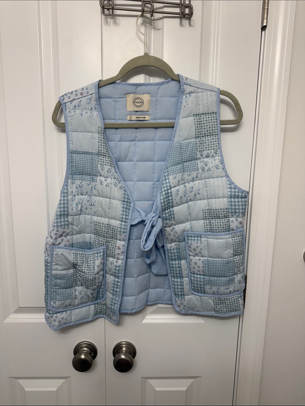 Light Blue Quilted Patchwork Vest